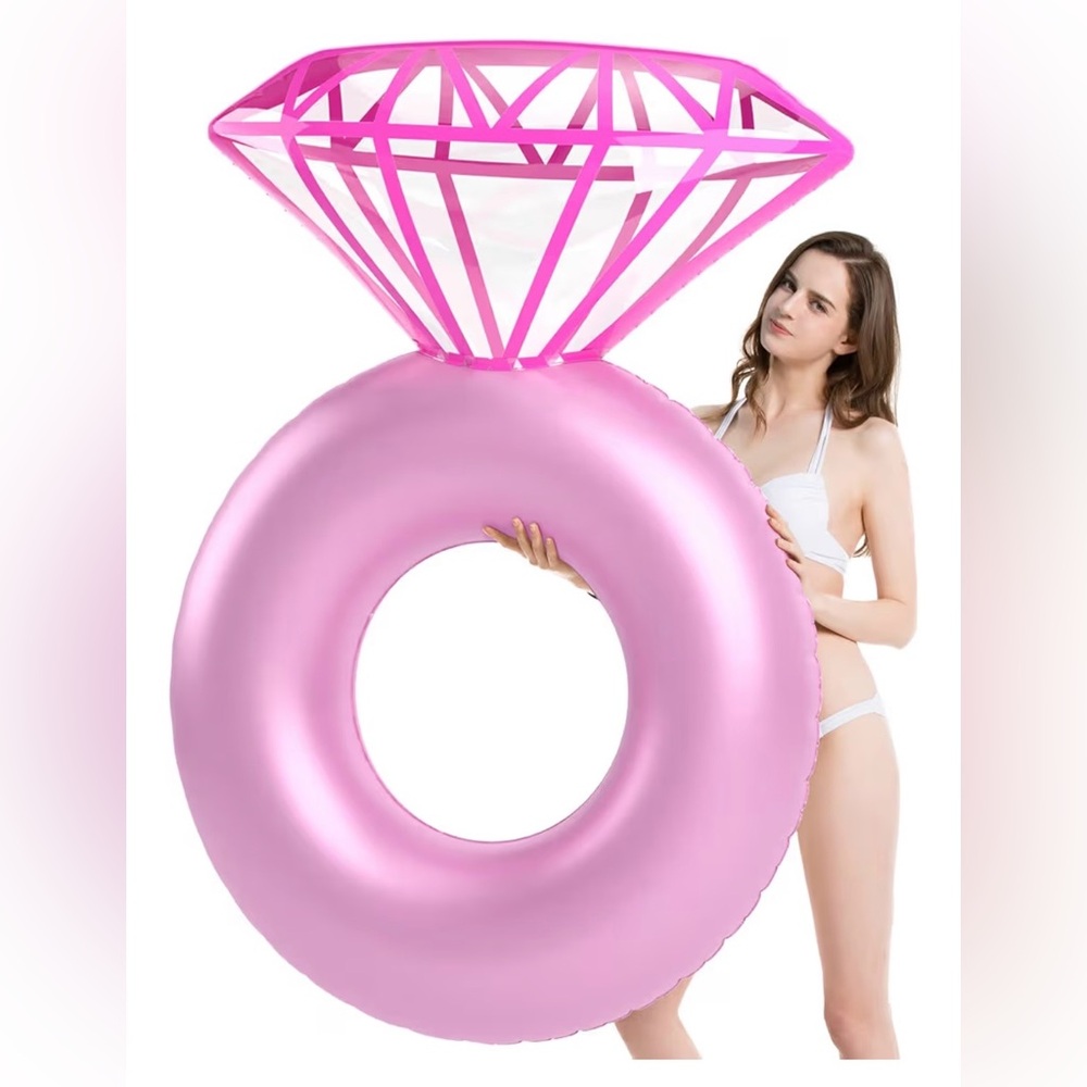 Pink diamond engagement ring inflatable for pool